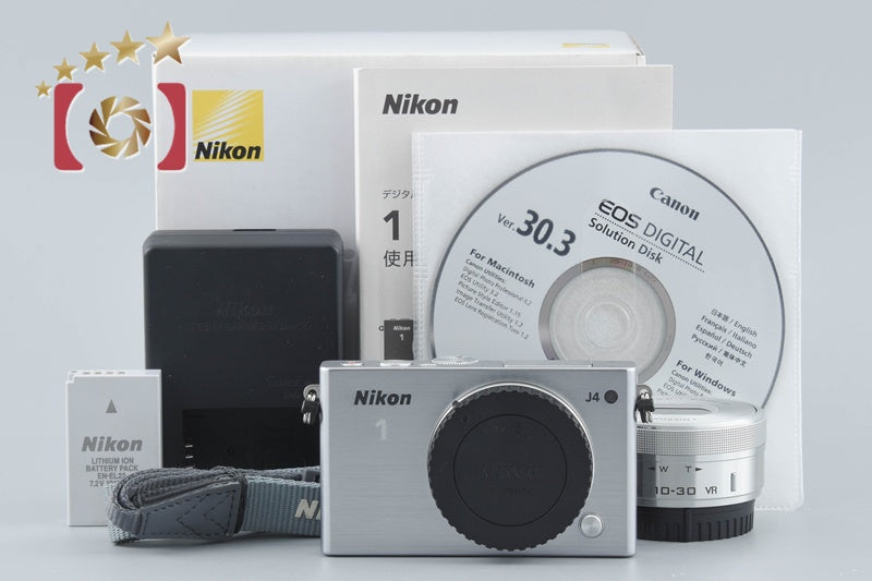 "Shutter count 227" Nikon 1 J4 Silver 18.4 MP Digital Camera 10-30 Lens w/ Box