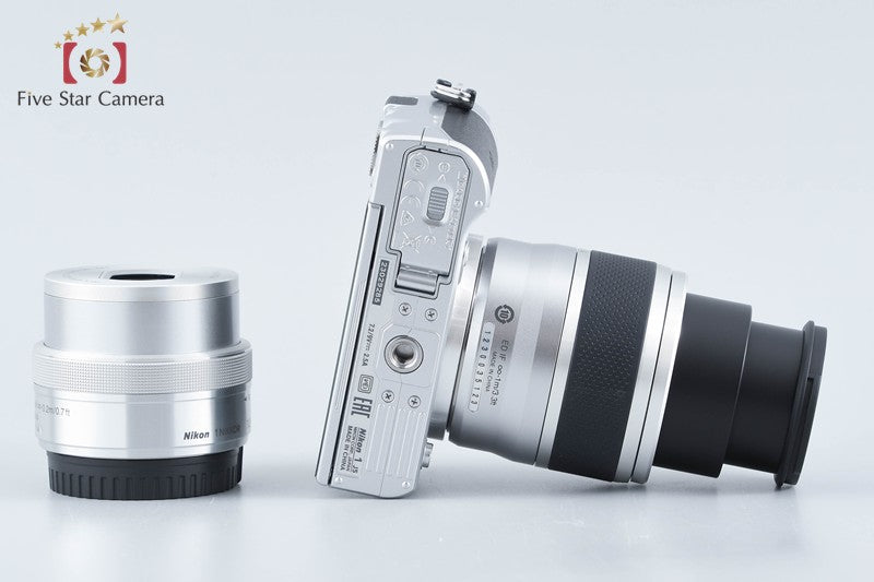 "Count 803" Nikon 1 J5 Silver 20.8 MP 10-30 30-110 Lenses from Japan