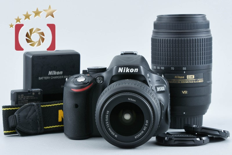 "Count 3,335" Nikon D5100 16.2 MP DSLR Camera 18-55 55-300 Lenses from Japan