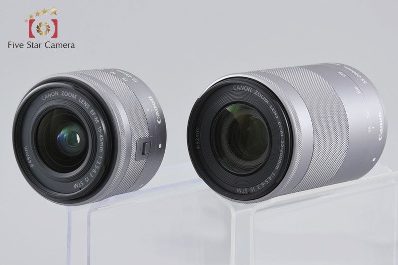 Canon EOS M10 White 18.0 MP Digital Mirrorless Camera 15-45 55-200 Lenses w/ Box