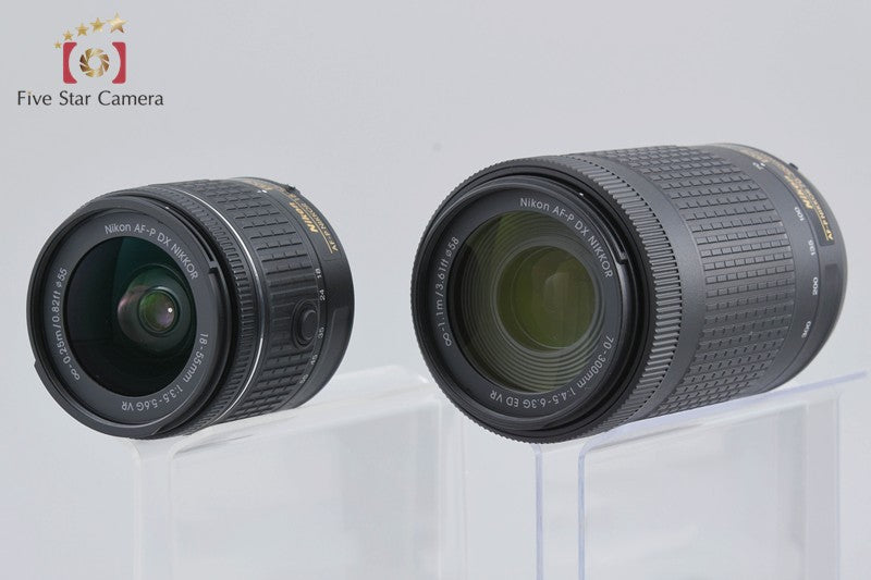 Nikon D5300 Black 24.2 MP DSLR Camera AF-P 18-55 70-300 VR Lenses w/ Box