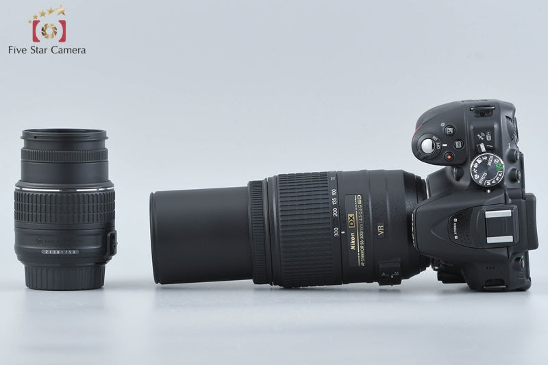 "Count 1,205" Nikon D5300 Black 24.2 MP DSLR Camera 18-55 55-300 Lenses