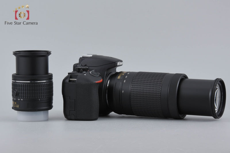 Count 1,509 Nikon D3500 Black 24.8 MP DSLR Camera 18-55 70-300 VR Lens w/ Box