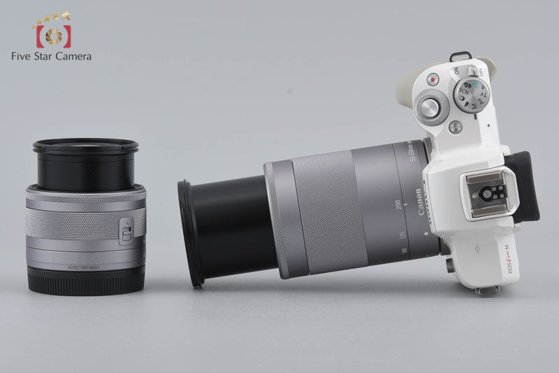 Canon EOS Kiss M / M50 White 24.0 MP 15-45 55-200 IS STM Lenses w/ Box