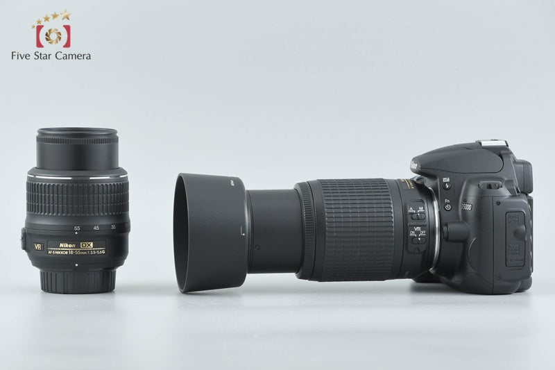 Shutter count 1,608 Nikon D5000 12.3 MP DSLR Camera 18-55 55-200 VR Lenses