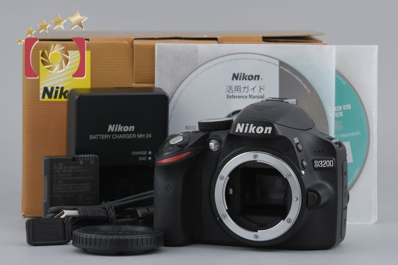 Nikon D3200 Black 24.2 MP Digital SLR Camera Body w/ Box