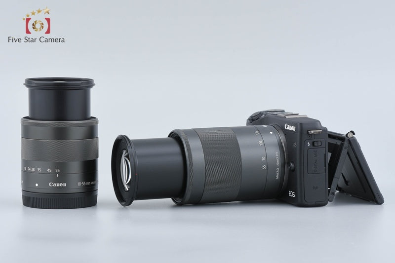 Canon EOS M3 Black 24.2 MP Digital Camera 18-55 55-200 Lenses w/ Box