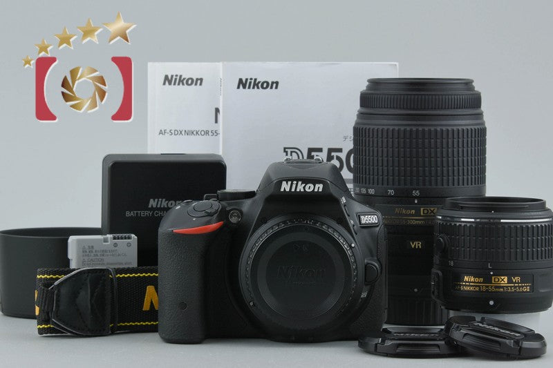 Count 2,116 Nikon D5500 Black 24.2 MP DSLR 18-55 55-300 Lenses