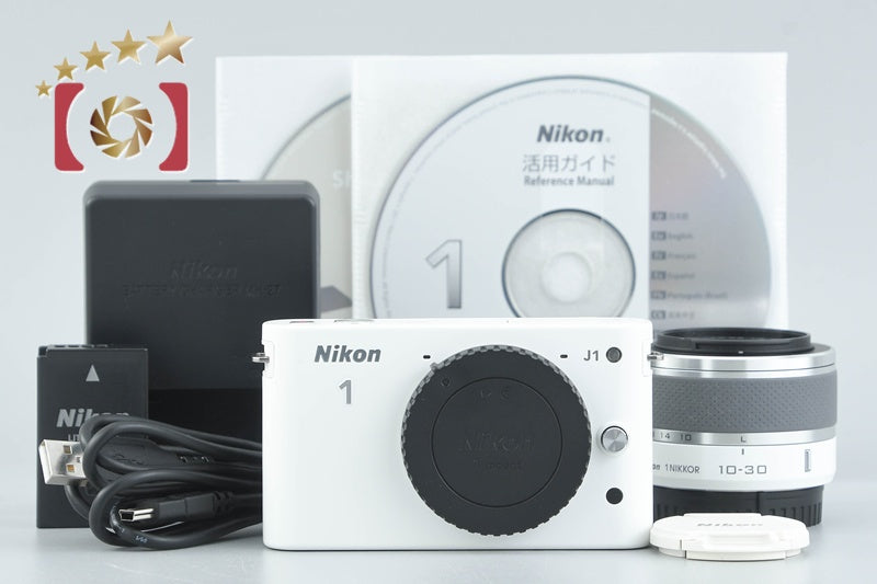 "Shutter count 945" Nikon 1 J1 White 10.1 MP Digital Camera 10-30 Lens