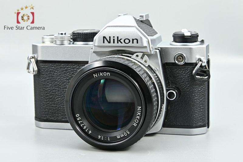 Nikon FM Silver 35mm SLR Film Camera + Ai NIKKOR 50mm f/1.4