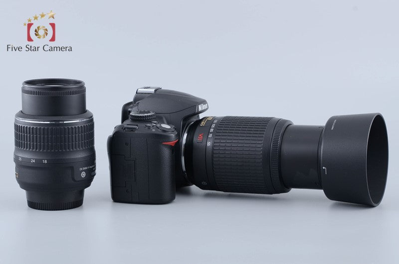 Nikon D3000 10.2 MP DSLR AF-S DX 18-55 55-200 Lenses