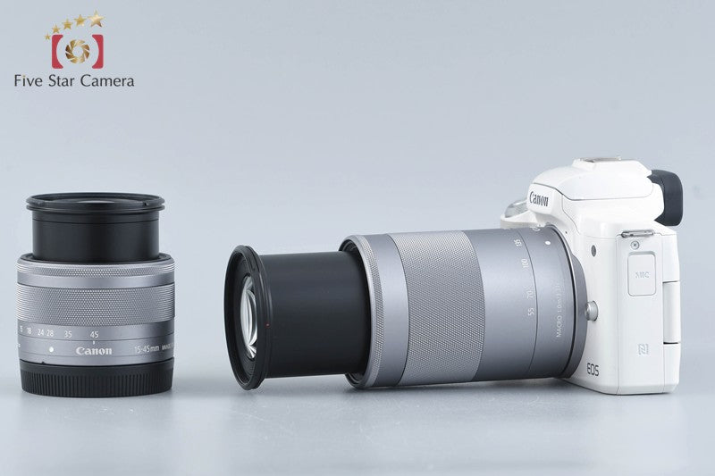 Canon EOS Kiss M / M50 White 24.0 MP 15-45 55-200 IS STM Lenses