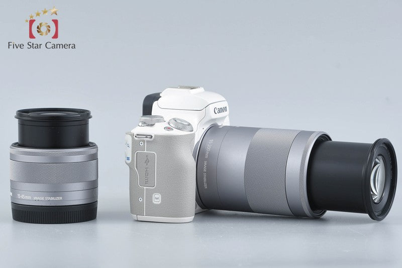 Canon EOS Kiss M / M50 White 24.0 MP 15-45 55-200 IS STM Lenses
