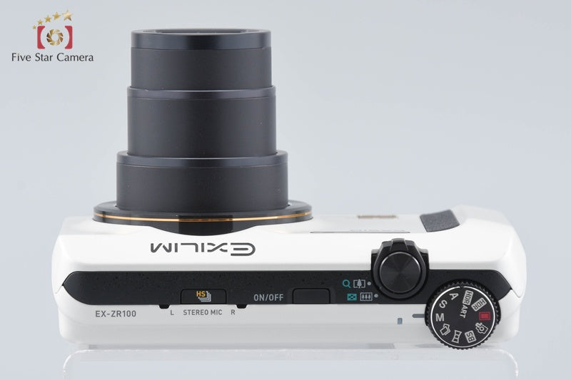 Casio HIGH SPEED EXILIM EX-ZR100 White 12.1 MP Digital Camera w/ Box