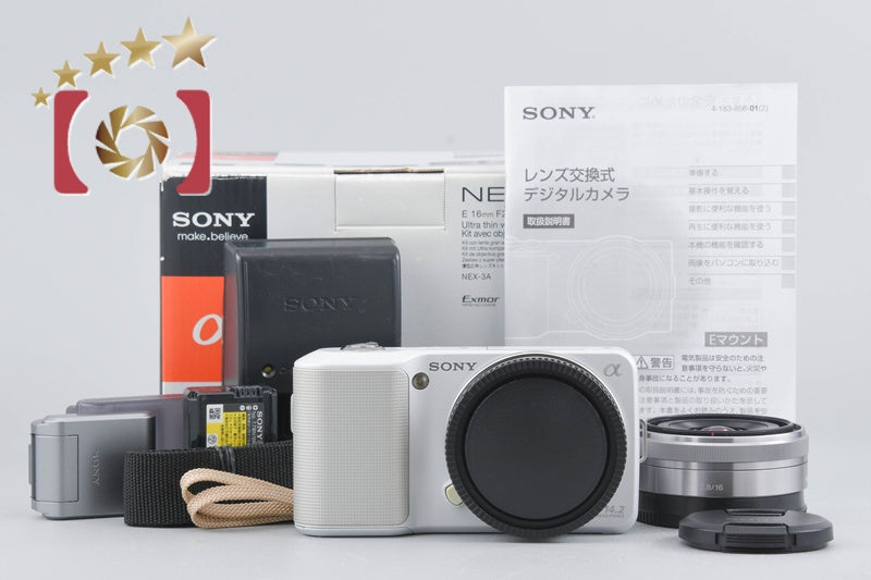 Sony Alpha α NEX-3 White 14.2 MP 16mm Lens w/ Box [Japanese Language Only]