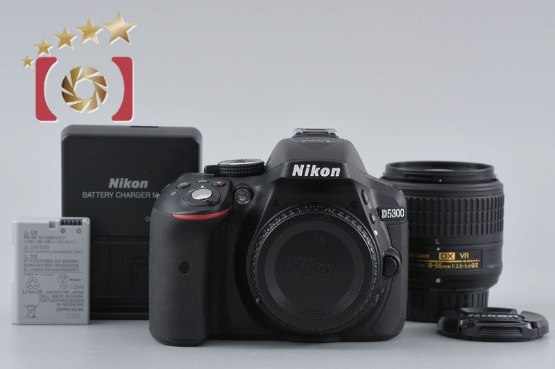 "Count 4,196" Nikon D5300 Black 24.2 MP DSLR Camera 18-55 VR II Lens