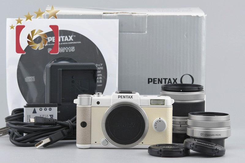 "Shutter count 1,981" PENTAX Q White 12.4 MP 5-15 8.5 Lenses w/ Box