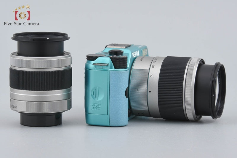 "Count 702" PENTAX Q10 Mint Aqua 12.4 MP Digital Camera 5-15 15-45 Lenses