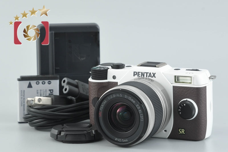 Shutter count 1,182 PENTAX Q7 White x Brown 12.4 MP Digital Camera 5-15 Lens