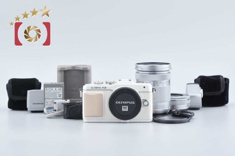 "Count 1,088" Olympus PEN Lite E-PL7 White 16.1 MP 14-42 40-150 Lenses