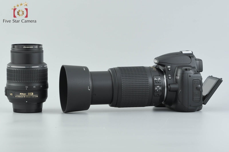 Nikon D5000 12.3 MP DSLR Camera 18-55 55-200 VR Lenses