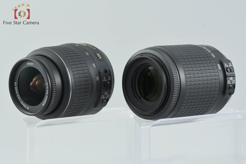 Nikon D5000 12.3 MP DSLR Camera 18-55 55-200 VR Lenses