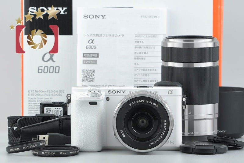 Sony α6000 ILCE-6000 White 24.3 MP 16-50 55-210 Lenses [Japanese Language Only]