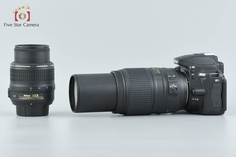 Nikon D5500 Black 24.2 MP DSLR Camera 18-55 55-300 VR Lenses