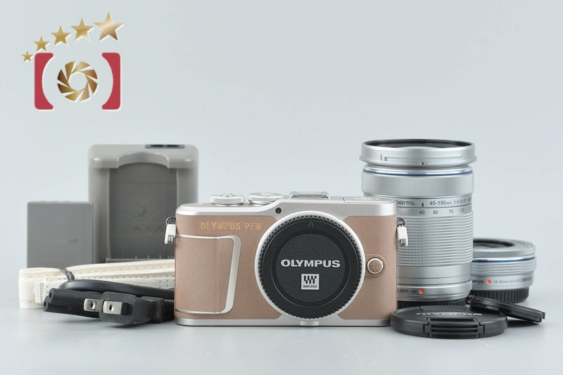 "Count 268" Olympus PEN E-PL10 Brown 16.1 MP EZ 14-42 40-150 Lenses