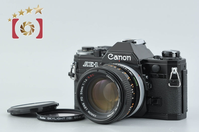 Canon AE-1 Black 35mm SLR Film Camera + FD 50mm f/1.4 S.S.C.