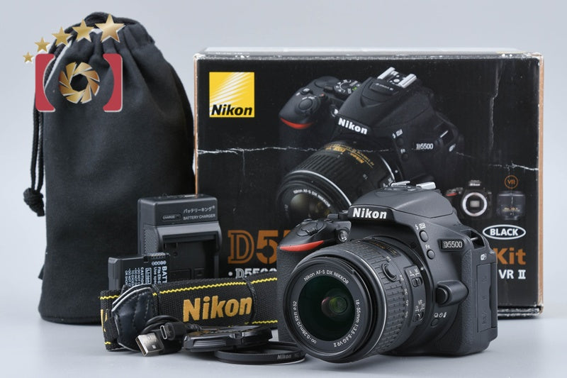 Nikon D5500 Black 24.2 MP Digital SLR Camera 18-55 VR II Lens w/ Box
