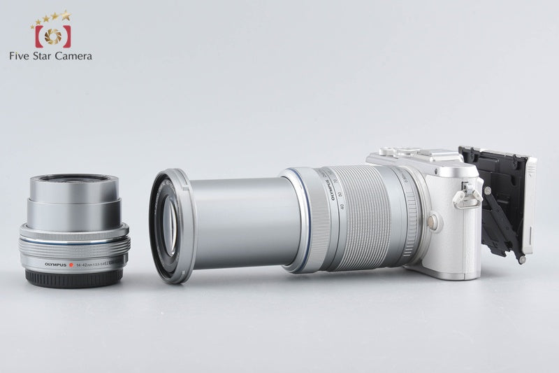 "Shutter count 5,242" Olympus PEN E-PL8 White 16.1 MP 14-42 40-150 Lenses