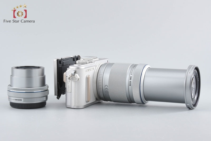 "Shutter count 5,242" Olympus PEN E-PL8 White 16.1 MP 14-42 40-150 Lenses