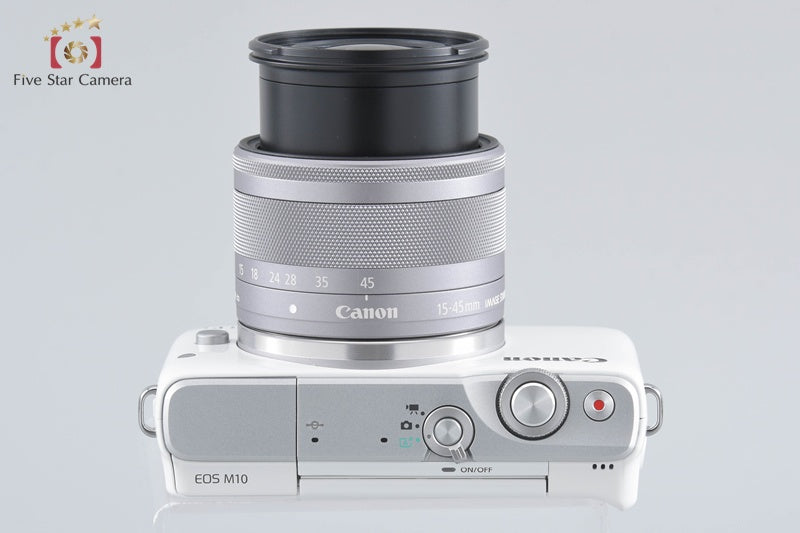 Canon EOS M10 White 18.0 MP Digital Mirrorless Camera 15-45 IS STM Lens