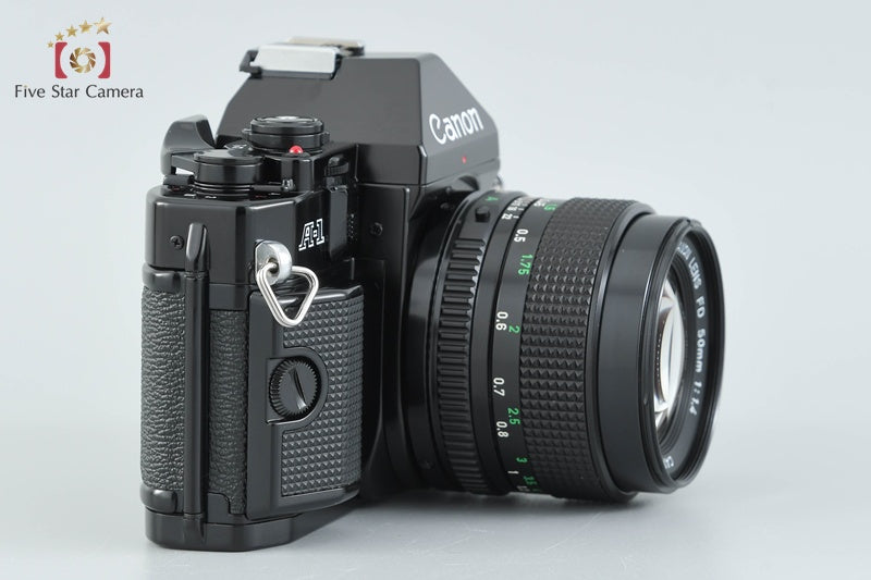 Canon A-1 Black 35mm SLR Film Camera + New FD 50mm f/1.4