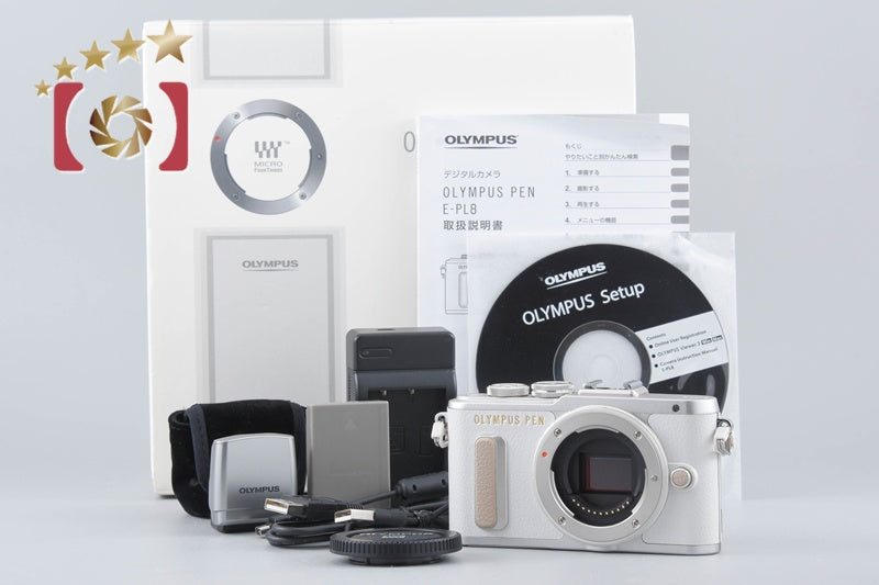 "Count 883" Olympus PEN E-PL8 White 16.1 MP Digital Mirrorless Camera w/ Box