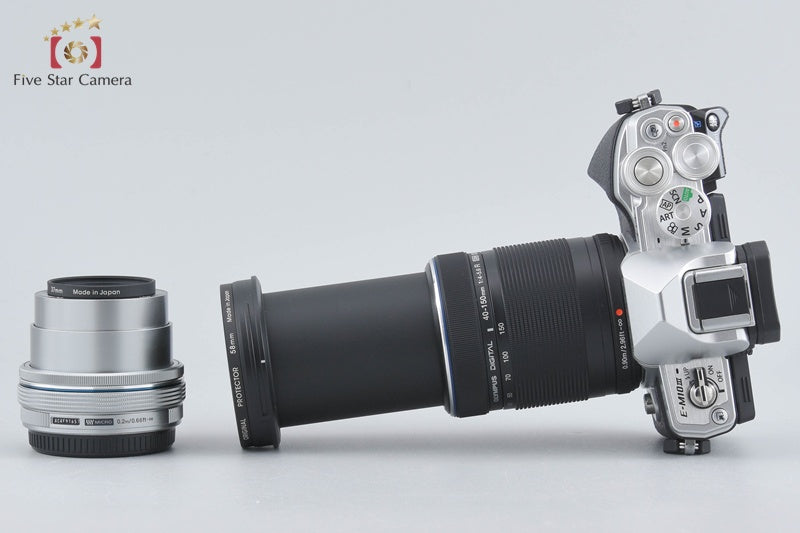 "Count 2,108" Olympus OM-D E-M10 Mark III Silver 16.1MP 14-42 40-150 Lens w/ Box