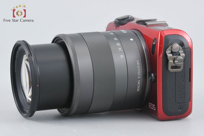 Canon EOS M Red 18.0 MP Mirrorless Camera EF-M 18-55 IS STM Lens