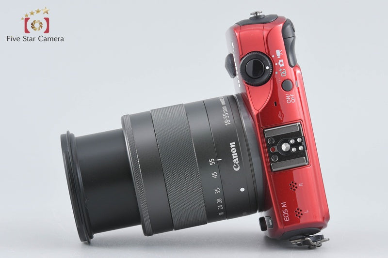 Canon EOS M Red 18.0 MP Mirrorless Camera EF-M 18-55 IS STM Lens