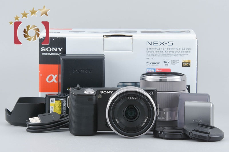 Sony α NEX-5 Black 14.2 MP 18-55 Lenses w/ Box [Japanese Language Only]