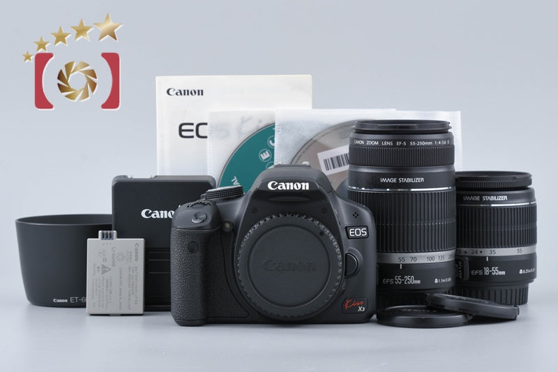 "Count 3,527" Canon EOS Kiss X3 / Rebel T1i / 500D 15.1 MP 18-55 55-250 Lenses