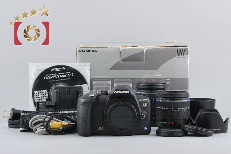 "Count 561" Olympus E-510 10.0 MP Digital SLR Camera 14-42 40-150 Lenses w/ Box