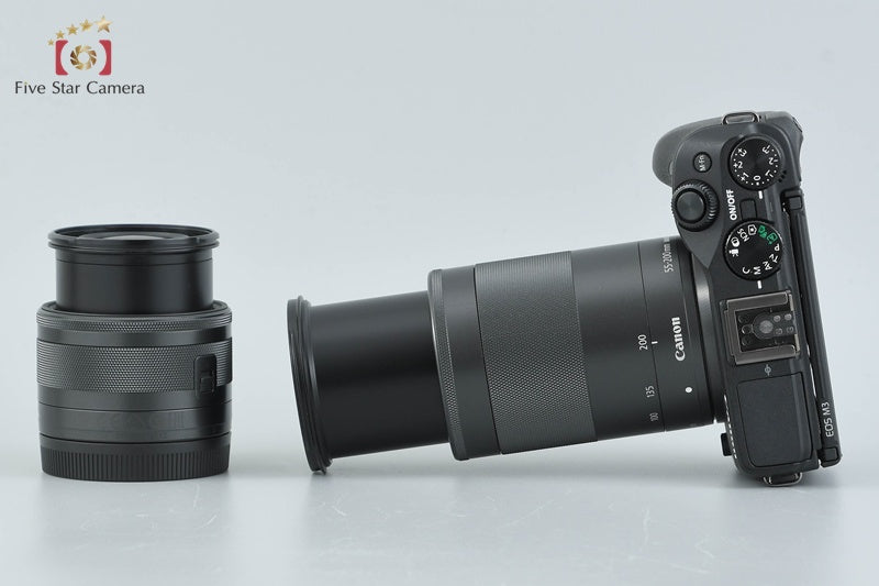 Canon EOS M3 Black 24.2 MP Digital Camera EF-M 15-45 55-200 Lenses