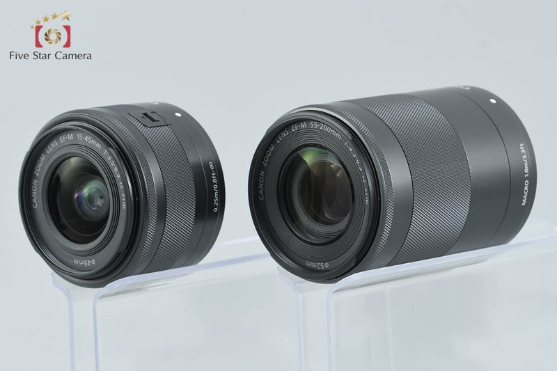 Canon EOS M3 Black 24.2 MP Digital Camera EF-M 15-45 55-200 Lenses