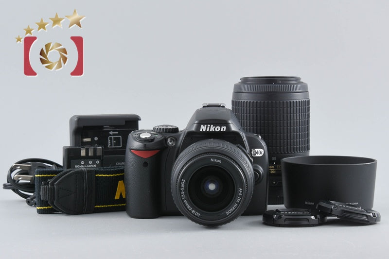 "Shutter count 1,167" Nikon D40x Black 10.2 MP DSLR AF-S DX 18-55 55-200 Lenses