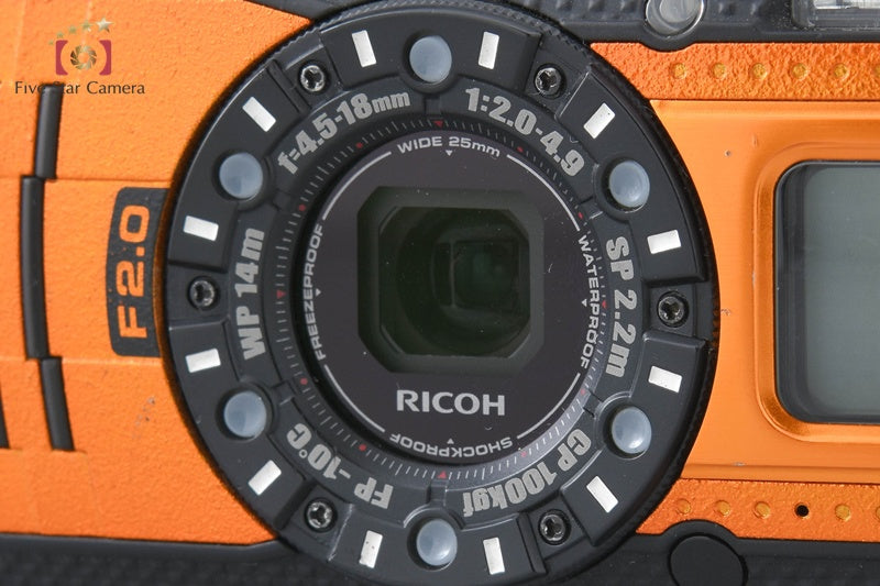"Count 1,620" Ricoh Pentax WG-5 GPS Orange 16.0 MP Waterproof Action Camera
