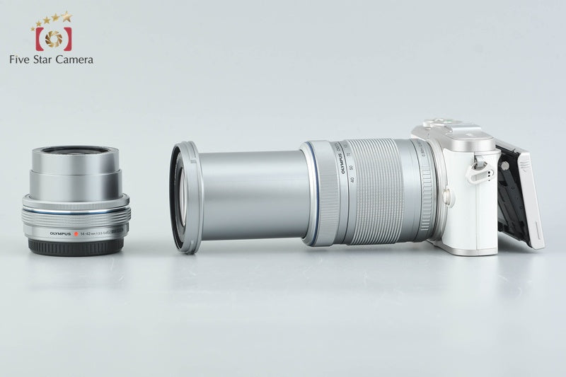 "Shutter count 1,379" Olympus PEN E-PL10 White 16.1 MP EZ 14-42 40-150 Lenses