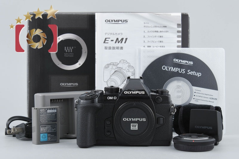 "Count 5,382" Olympus OM-D E-M1 Black 16.3 MP + 15mm f/8 Body Cap Lens w/ Box