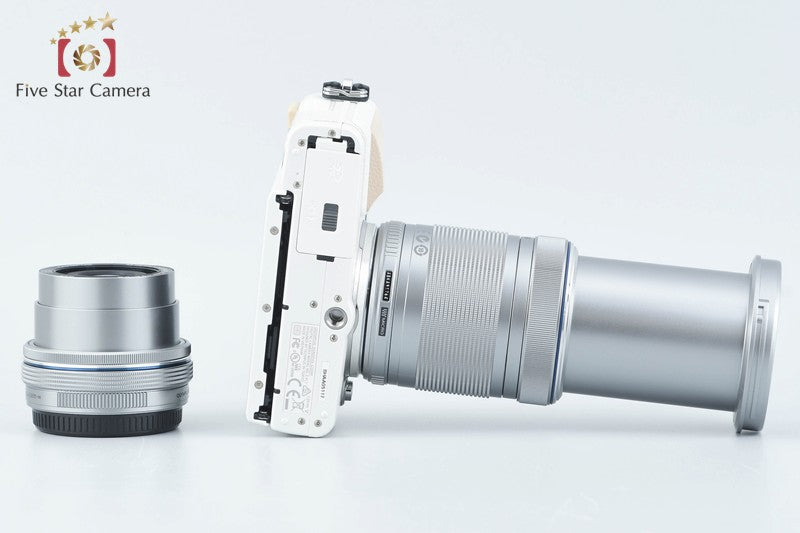 "Count 673" Olympus PEN Lite E-PL7 White 16.1 MP EZ 14-42 40-150 Lenses w/ Box