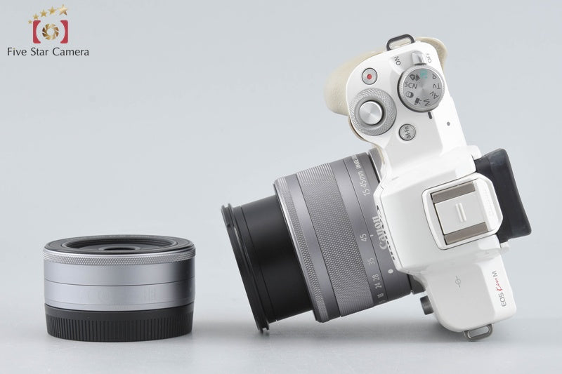 Canon EOS Kiss M / M50 White 24.0 MP 15-45 22 Lenses w/ Box